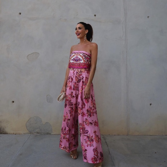 ZARA STRAPLESS FLORAL PRINT JUMPSUIT - Picture 2 of 16